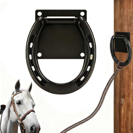 Horseshoe Style Iron Horse Tie Ring Wall Mount