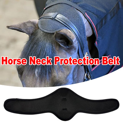 Horse Neck Protector Band Adjustable Cover Black Breathable Equine Fly Shield