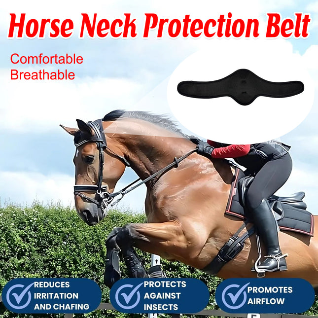Horse Neck Protector Band Adjustable Cover Black Breathable Equine Fly Shield