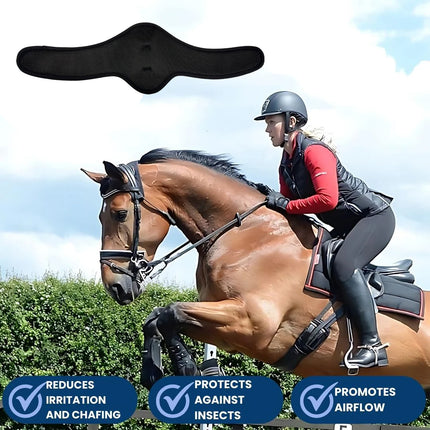 Horse Neck Protector Band Adjustable Cover Black Breathable Equine Fly Shield