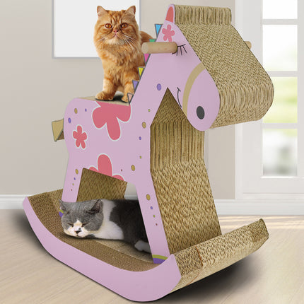 Creative Horse Shaped Cat Scratch Board Nesting Cave Cat Tree Bed Furniture Toy