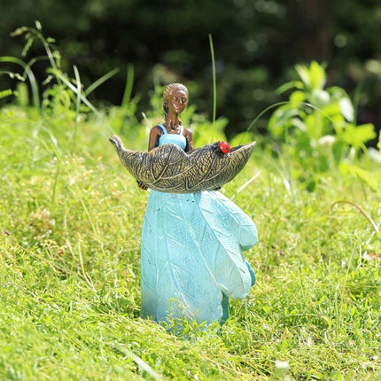 Horsetail Girl Bird Feeder Garden Decor Outdoor Yard Ornament Sculpture Figurine