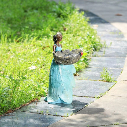 Horsetail Girl Bird Feeder Garden Decor Outdoor Yard Ornament Sculpture Figurine