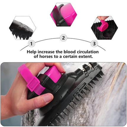 Horse Bath Brush Grooming Massage Comb Soft Bristle Cleaning Tool For Equine Use