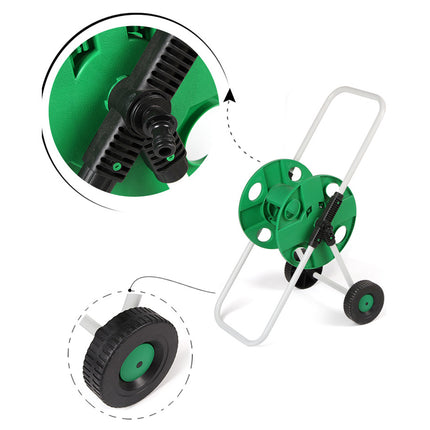 50m Garden Hose Reel Cart Water Pipe Storage Frame Wheeled Hose Holder Outdoor