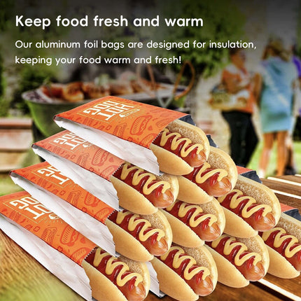 100PCS Hot Dog Bag Oil Proof Heat Insulated Packaging Fast Food Takeaway Bags