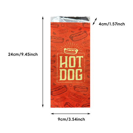 100PCS Hot Dog Bag Oil Proof Heat Insulated Packaging Fast Food Takeaway Bags