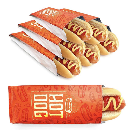 100PCS Hot Dog Bag Oil Proof Heat Insulated Packaging Fast Food Takeaway Bags