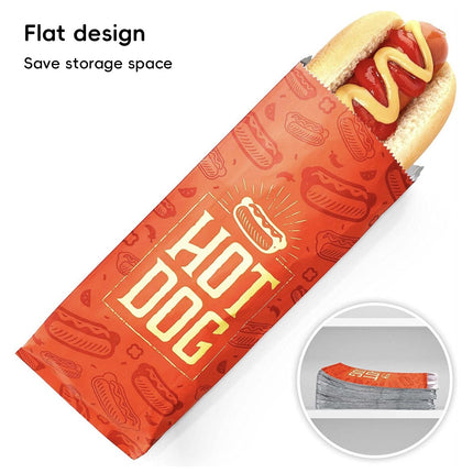 100PCS Hot Dog Bag Oil Proof Heat Insulated Packaging Fast Food Takeaway Bags