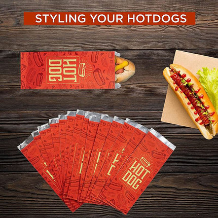 100PCS Hot Dog Bag Oil Proof Heat Insulated Packaging Fast Food Takeaway Bags