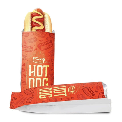 100PCS Hot Dog Bag Oil Proof Heat Insulated Packaging Fast Food Takeaway Bags
