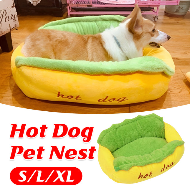 Cute Pet Sleeping Bed Hot Dog Hamburger Cat Dog Kennel Winter Deep Sleep Mat Use