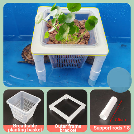 Aquarium Hydroponic Plant Basket Fish Tank Planter Holder Adjustable Legs