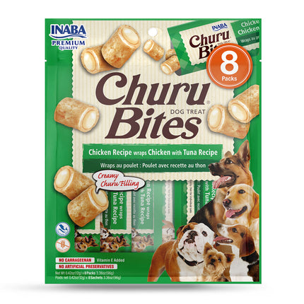 INABA Churu Bites Chicken Wraps With Tuna Recipe Dog Treat 8X96g