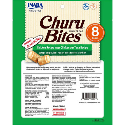 INABA Churu Bites Chicken Wraps With Tuna Recipe Dog Treat 8X96g
