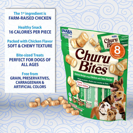 INABA Churu Bites Chicken Wraps With Tuna Recipe Dog Treat 8X96g