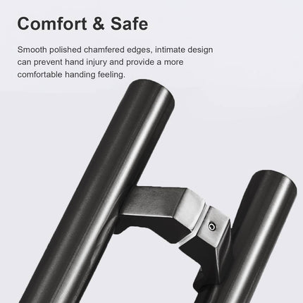 Black Door Pull Handle 500 or 600mm Total Length