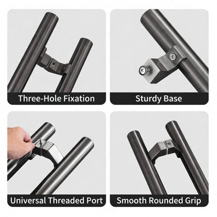 Black Door Pull Handle 500 or 600mm Total Length
