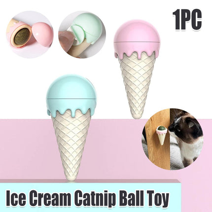Ice Cream Catnip Balls Teeth Cleaning Chew Toy for Cats Interactive Pet Toys