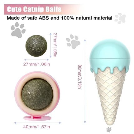 Ice Cream Catnip Balls Teeth Cleaning Chew Toy for Cats Interactive Pet Toys