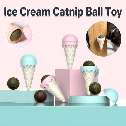 Ice Cream Catnip Balls Teeth Cleaning Chew Toy for Cats Interactive Pet Toys