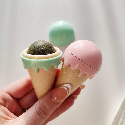 Ice Cream Catnip Balls Teeth Cleaning Chew Toy for Cats Interactive Pet Toys