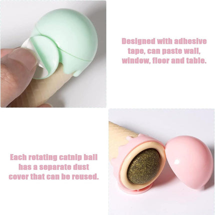 Ice Cream Catnip Balls Teeth Cleaning Chew Toy for Cats Interactive Pet Toys