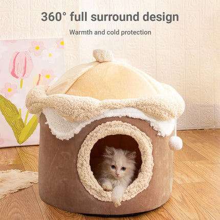 Ice Cream House Pet Bed Cat Dog Bed Model Cozy Nest Indoor Sleeping Cave Soft