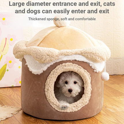 Ice Cream House Pet Bed Cat Dog Bed Model Cozy Nest Indoor Sleeping Cave Soft