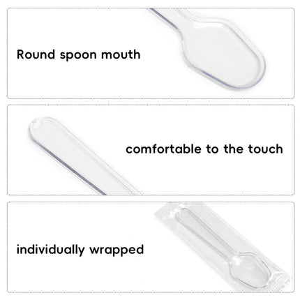Clear Plastic Ice Cream Tasting Spoons 500 Pack Wrapped