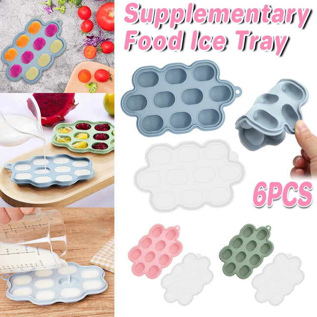 3pcs Baby Food Supplementary Freezer Tray Ice Cube Mould Silicone Storage Tray