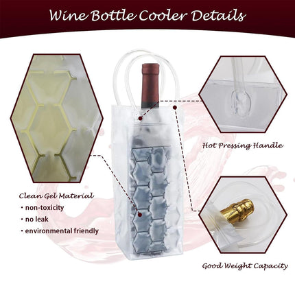 Reusable Ice Wine Bottle Cooler Bags 5 Pack 3 Colours