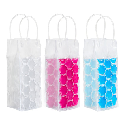 Reusable Ice Wine Bottle Cooler Bags 5 Pack 3 Colours
