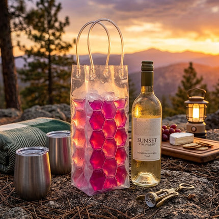 Reusable Ice Wine Bottle Cooler Bags 5 Pack 3 Colours