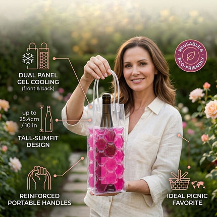 Reusable Ice Wine Bottle Cooler Bags 5 Pack 3 Colours