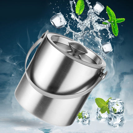 1.6L/3L Stainless Steel Ice Bucket with Handle Home Bar Party Use Durable