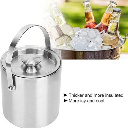 1.6L/3L Stainless Steel Ice Bucket with Handle Home Bar Party Use Durable