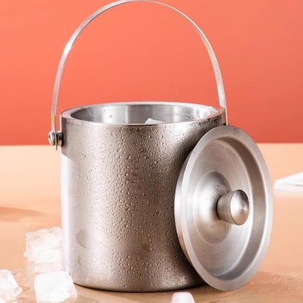 1.6L/3L Stainless Steel Ice Bucket with Handle Home Bar Party Use Durable