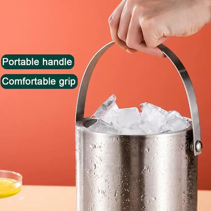 1.6L/3L Stainless Steel Ice Bucket with Handle Home Bar Party Use Durable