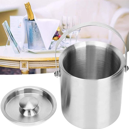 1.6L/3L Stainless Steel Ice Bucket with Handle Home Bar Party Use Durable