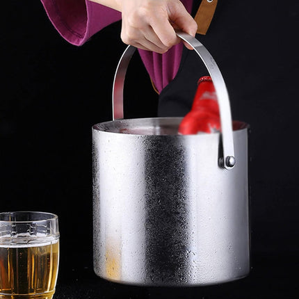 1.6L/3L Stainless Steel Ice Bucket with Handle Home Bar Party Use Durable