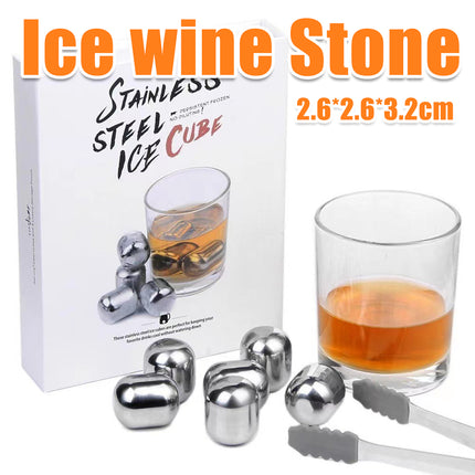 Oval Stainless Steel Ice Cubes Ice Wine Stones Chiller For Drinks Reusable