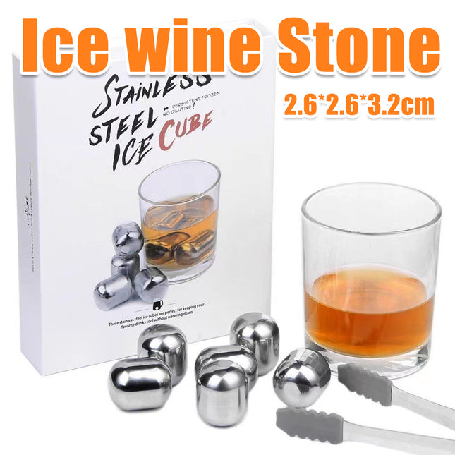 Oval Stainless Steel Ice Cubes Ice Wine Stones Chiller For Drinks Reusable