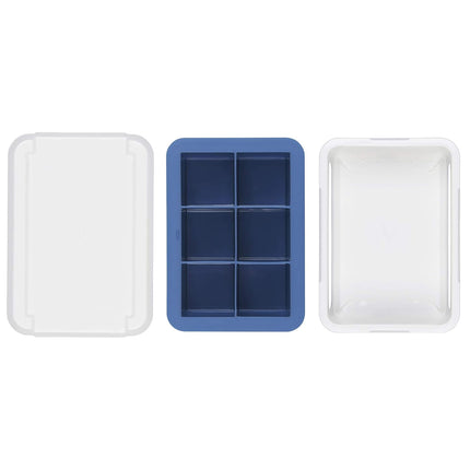6 Grid Ice Cube Tray Set Square Ice Mold Making Box Food Grade Easy Release