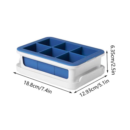 6 Grid Ice Cube Tray Set Square Ice Mold Making Box Food Grade Easy Release