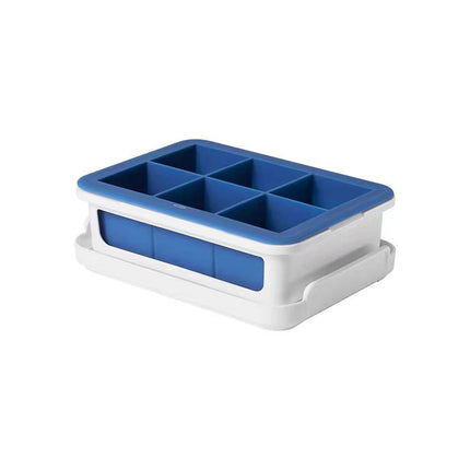 6 Grid Ice Cube Tray Set Square Ice Mold Making Box Food Grade Easy Release