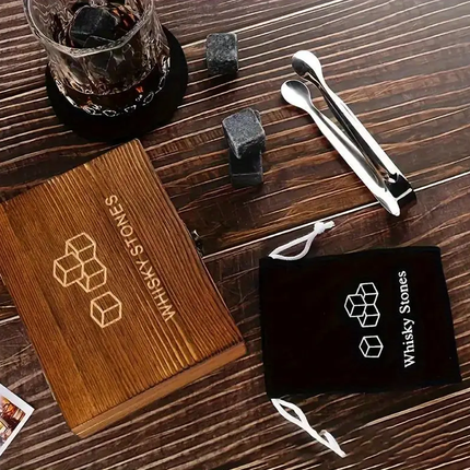 Ice Wine Stone Wooden Box Wine Set Wine Accessory Gift Box Portable Storage