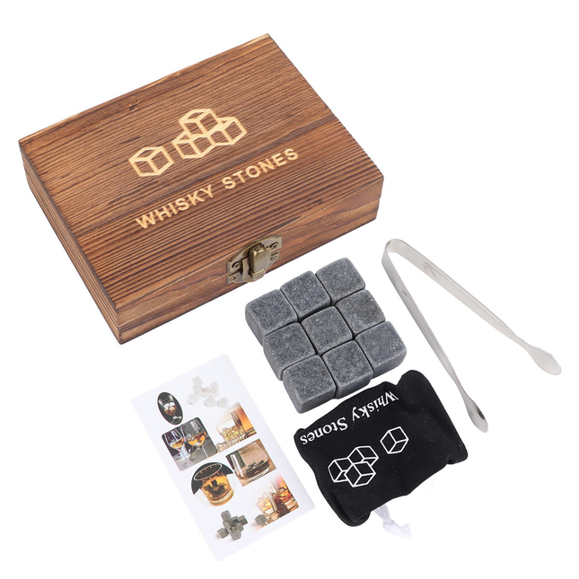Ice Wine Stone Wooden Box Wine Set Wine Accessory Gift Box Portable Storage