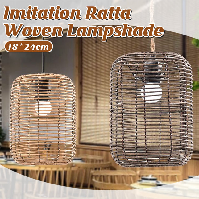 Vintage Pendant Lamp Rattan Like Woven Lampshade Boho Lighting for Living Room