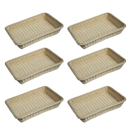 Hand Woven Rattan Style Storage Baskets Set of 6 Cream White Organiser Bins